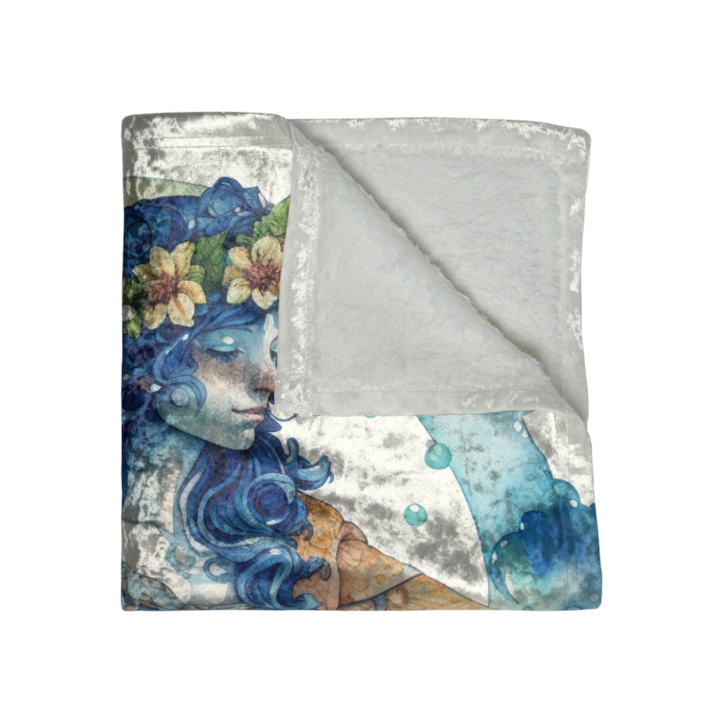 Artistic Aquarius Zodiac - Watercolor Water-Bearer Depiction - Crushed Velvet Blanket