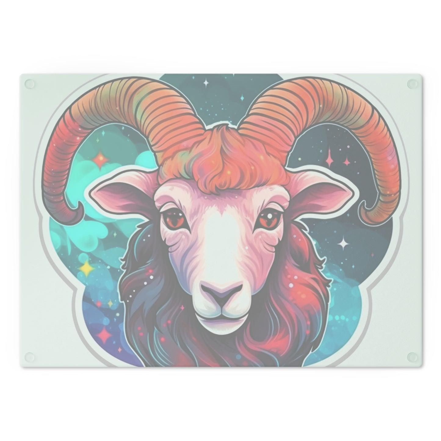 Signo del zodíaco Aries - Símbolo de astrología cósmica de colores vivos y brillantes - Tabla de cortar 