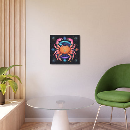 Rainbow Celestial Crab - Vibrant Cancer Zodiac Sign Art - Metal Art Sign