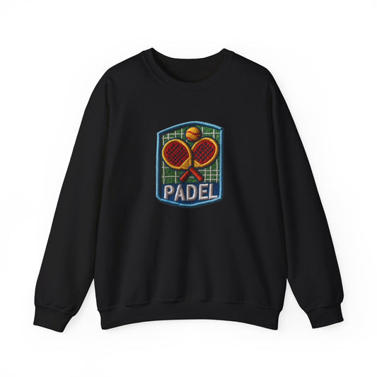 Chenille Padel Patch, Sport Faux Graphic -Unisex Heavy Blend™ Crewneck Sweatshirt