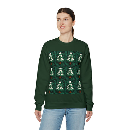 Evergreen Christmas Trees Crochet, Festive Pine Tree Holiday Craft, Yuletide Forest, Winter - Unisex Heavy Blend™ Crewneck Sweatshirt