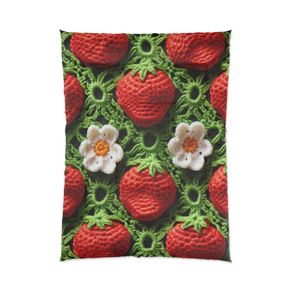 Strawberry Field Crochet - Forever Forest Greens - Fruit Berry Harvest Crop - Bed Comforter