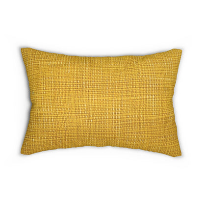 Radiant Sunny Yellow: Denim-Inspired Summer Fabric - Spun Polyester Lumbar Pillow