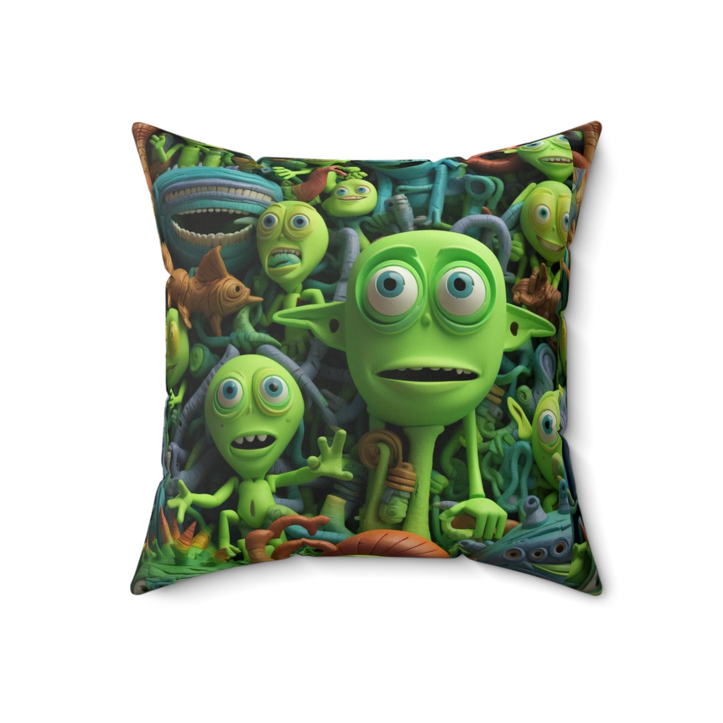 Toy Alien Story Space Character Galactic UFO Anime Cartoon - Spun Polyester Square Pillow