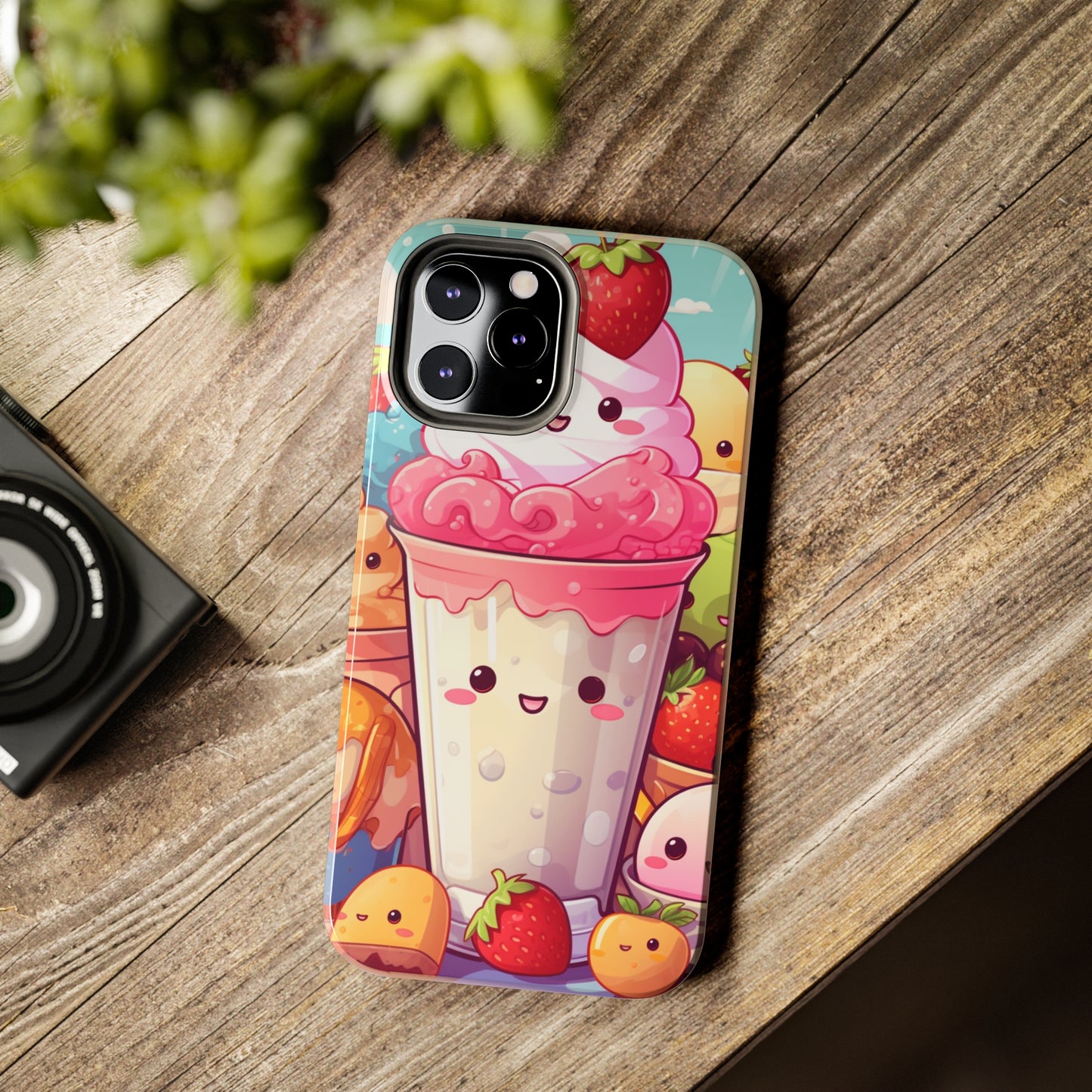 Strawberry Japan Milkshake - Kawaii Dessert Delight - Sweet Berry Anime Character - Tough Phone Cases