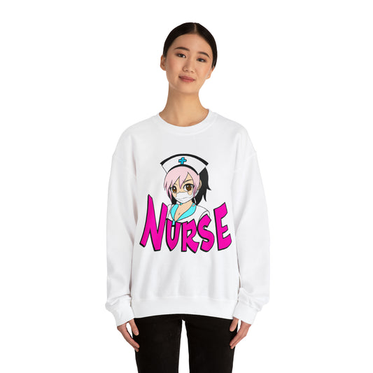 Nurse Gift - Anime Kawaii Cute Graphic Character Cartoon - Unisex Heavy Blend™ Crewneck Sweatshirt