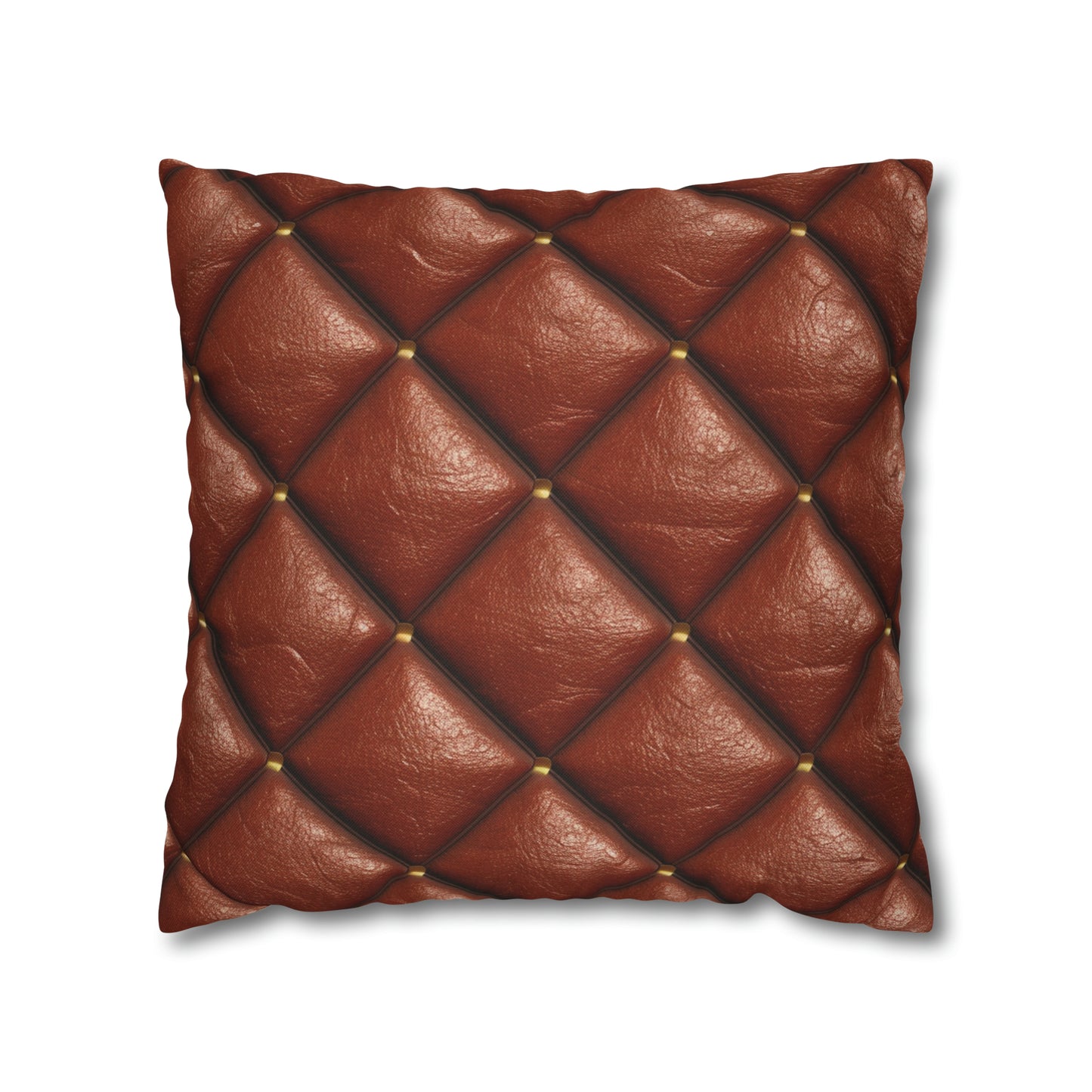 Brown Leather Cognac Pattern Rugged Durable Design Style - Spun Polyester Square Pillow Case