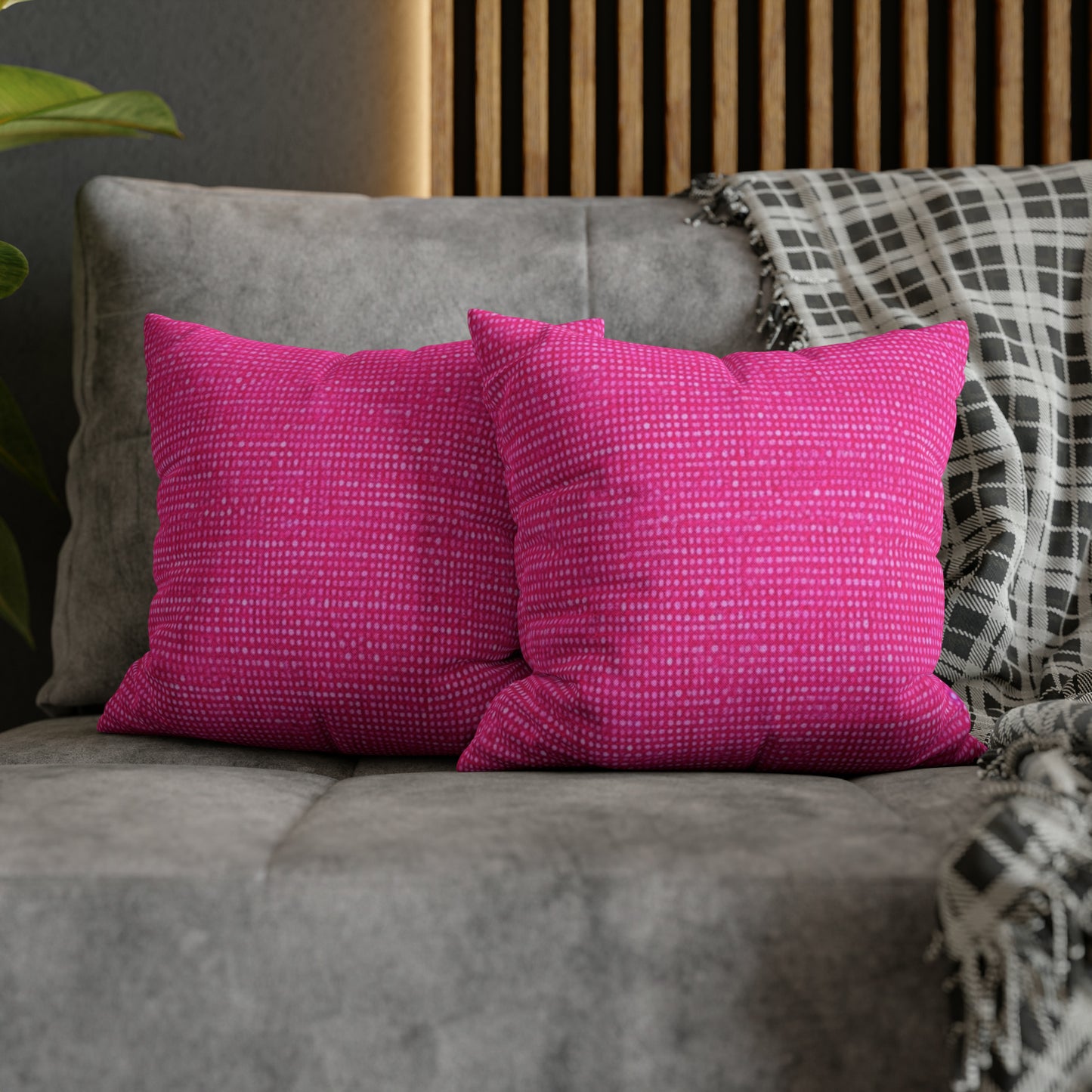 Hot Neon Pink Doll Like: Denim-Inspired, Bold & Bright Fabric - Spun Polyester Square Pillow Case