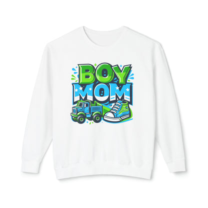 Boymom Design Shirt, Boy Mom Toy Truck, Fun Gift, Unisex Lightweight Crewneck Sweatshirt