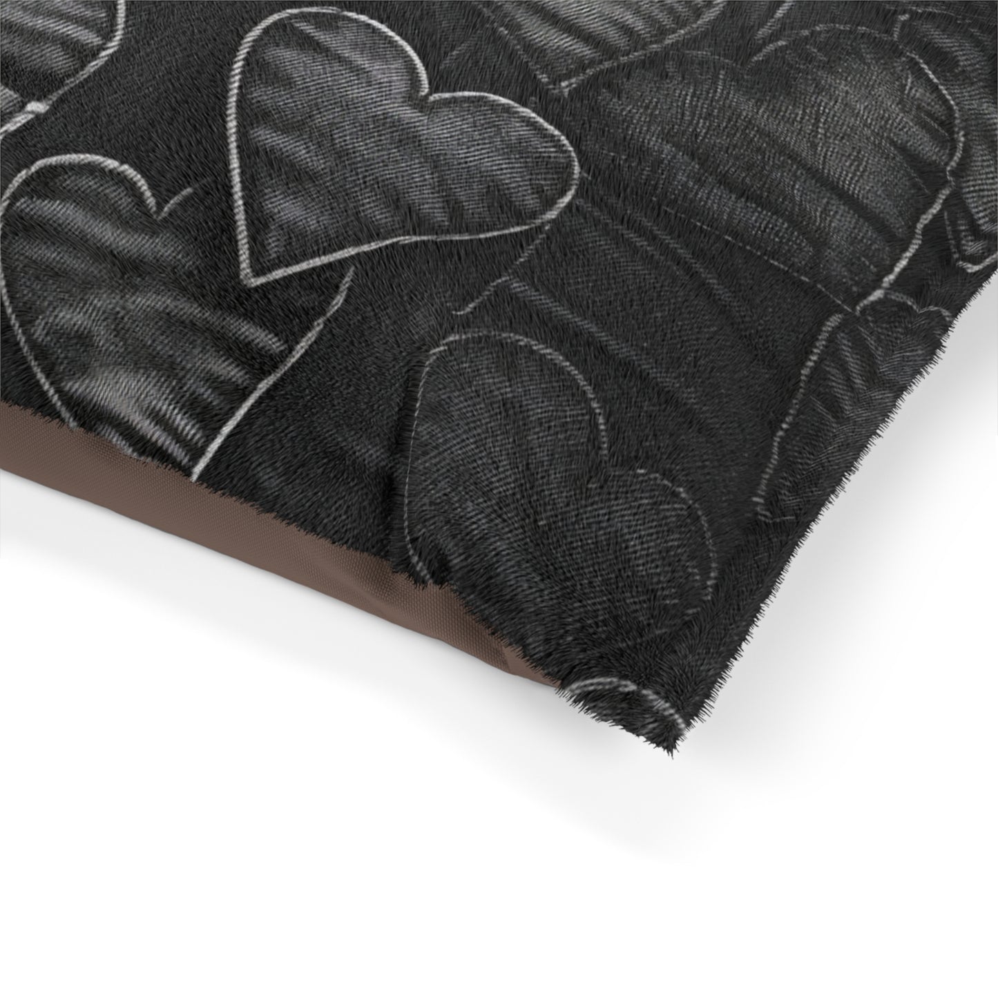 Black: Distressed Denim-Inspired Fabric Heart Embroidery Design - Dog & Pet Bed