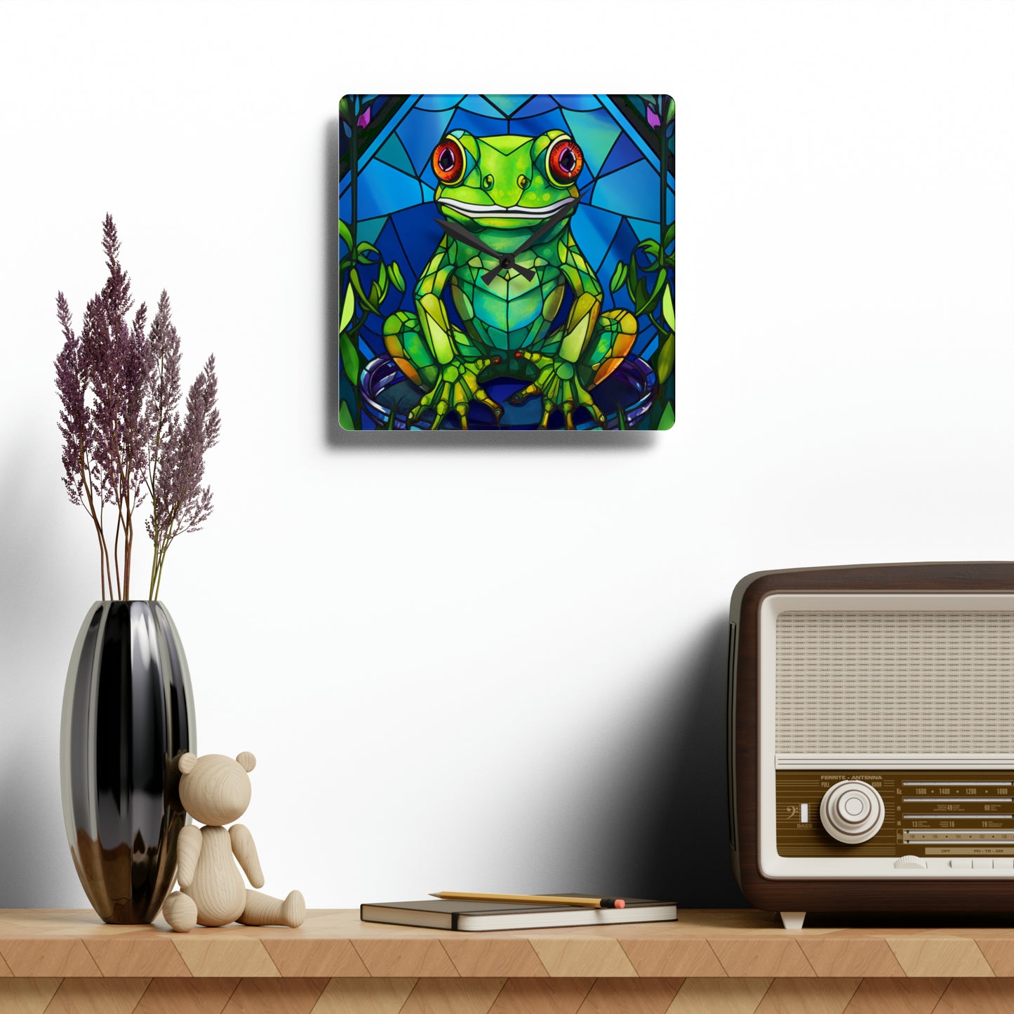 Stained Glass Frog Design - Acrylic Wall Clock
