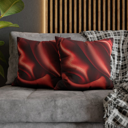 Red Silk, Spun Polyester Square Pillowcase