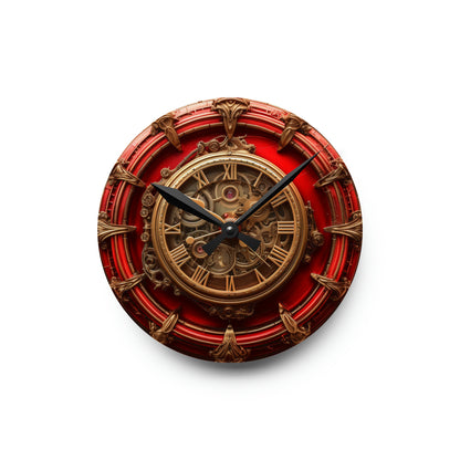 Red Steampunk Cyberpunk, Acrylic Wall Clock