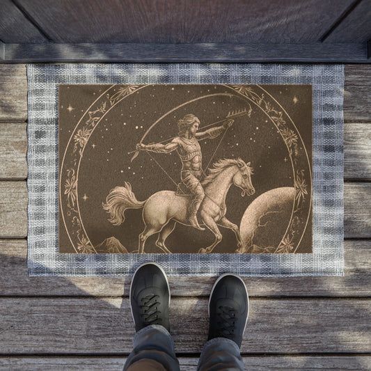 Sagittarius Zodiac Astrology Dark Night Style Door Coir Mat - Grade A Tufted Coir Coconut Fiber