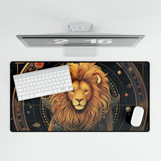 Astrological Leo Sign - Vibrant Cosmic Lion Zodiac Astrology - Desk Mats