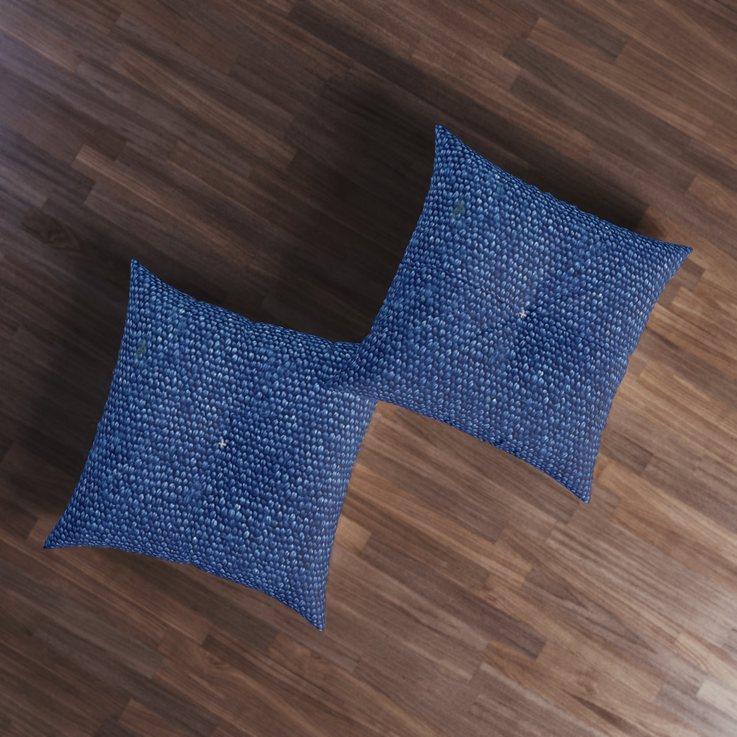 Marine Carpet Outdoor Bass Boat Style Denim Design - Tufted Floor Pillow, Square