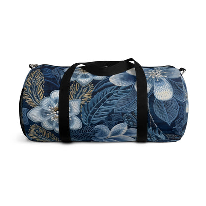 Flower Blossom Embroidery Floral on Denim Style - Duffel Bag