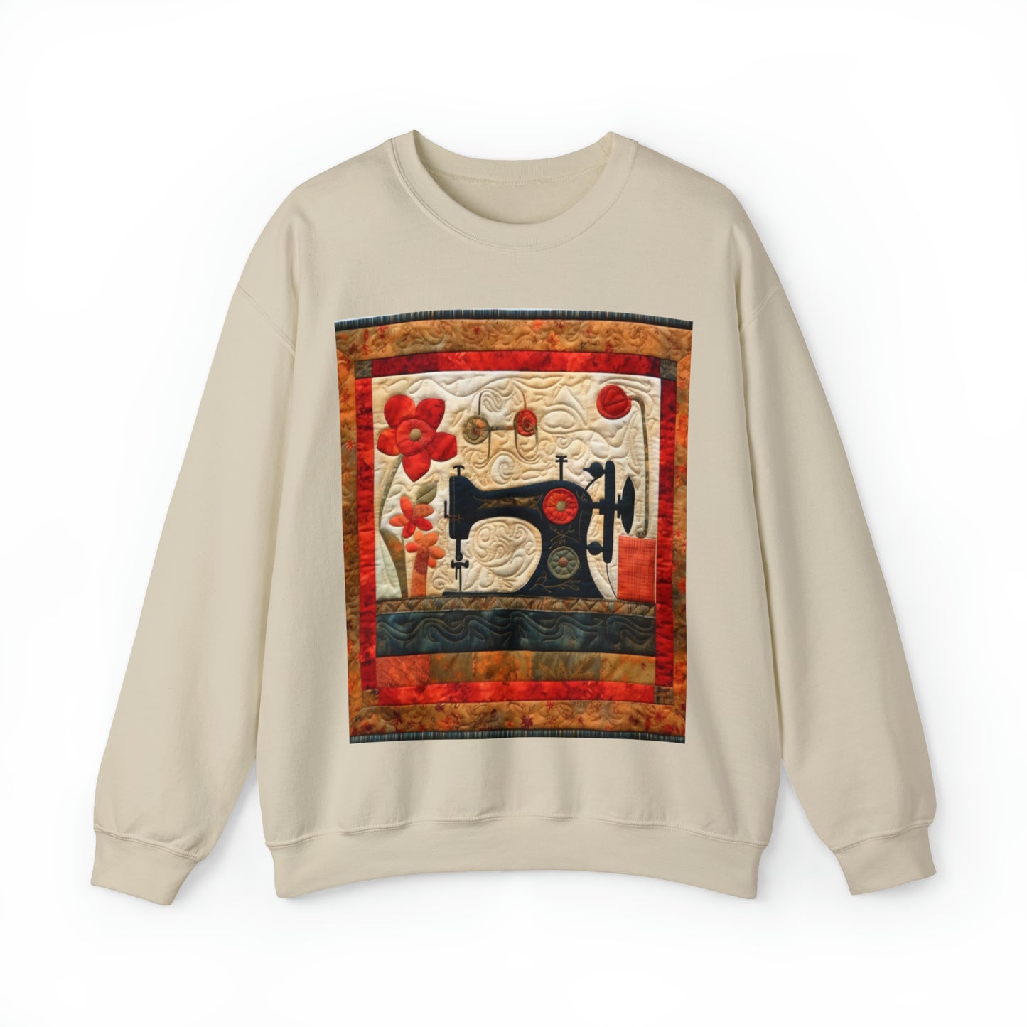 Sewing Machine Quilt: A Crafted Design Homage to Stitching - Unisex Heavy Blend™ Crewneck Sweatshirt