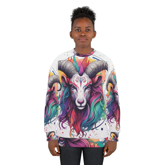 Chill Capricorn Style - Fine Line Multicolor Astrology Design - Unisex Sweatshirt (AOP)