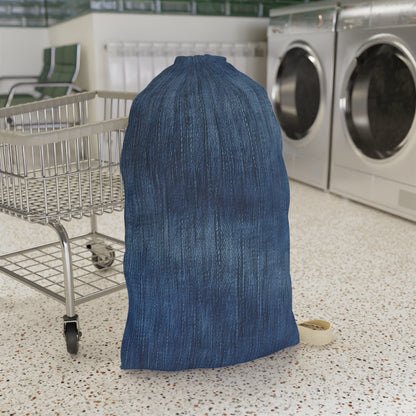 Indigo Splash: Washed Denim Reverie in Deep Blue - Laundry Bag