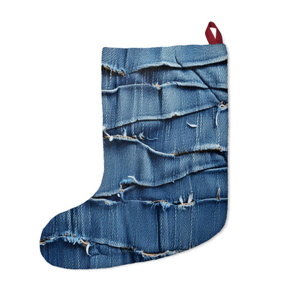 Denim desgastado azul medianoche: diseño resistente, rasgado y elegante - Medias navideñas 