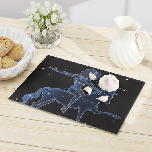 Sagittarius Zodiac in Starlit Universe - Fluorescent Colors - Cutting Board