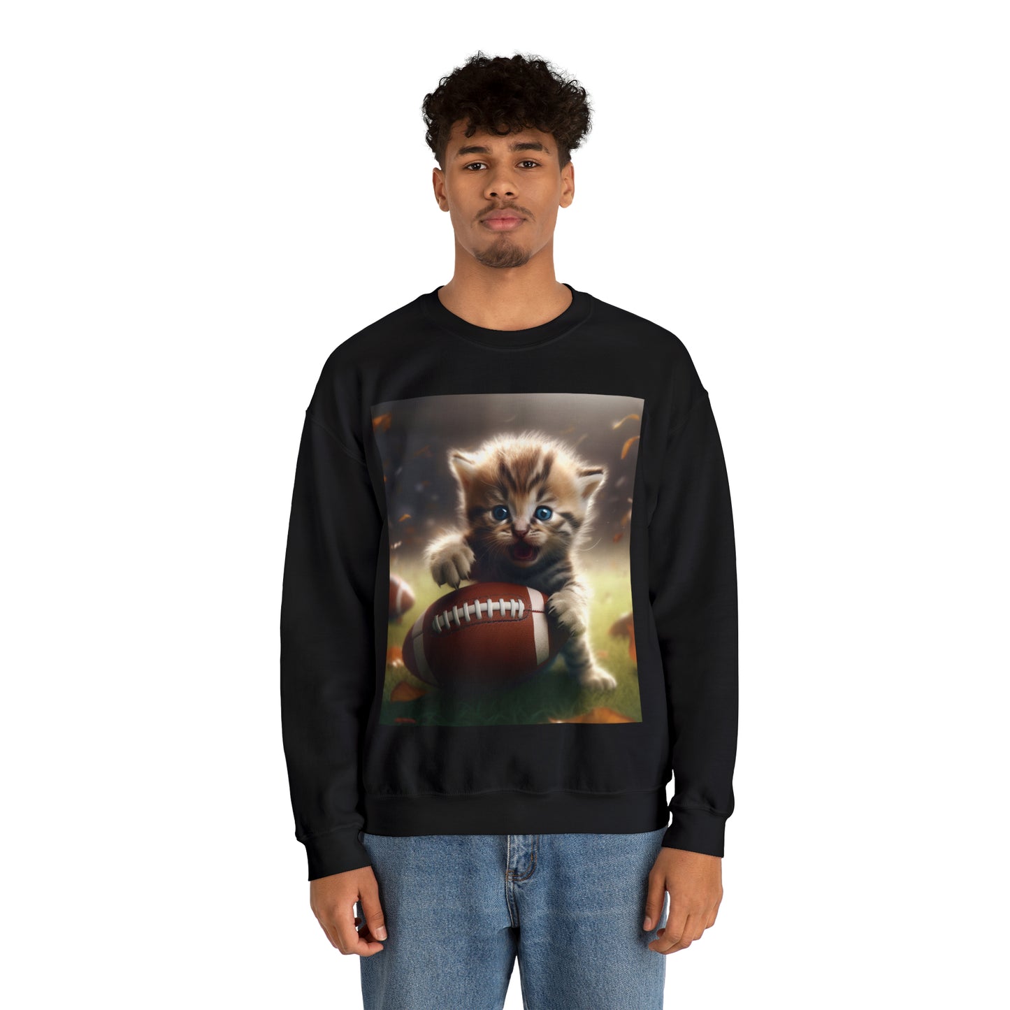 Football Kitten Touchdown: Tabby's Winning Play Sport Game - Unisex Heavy Blend™ Crewneck Sweatshirt