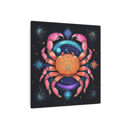 Rainbow Celestial Crab - Vibrant Cancer Zodiac Sign Art - Metal Art Sign