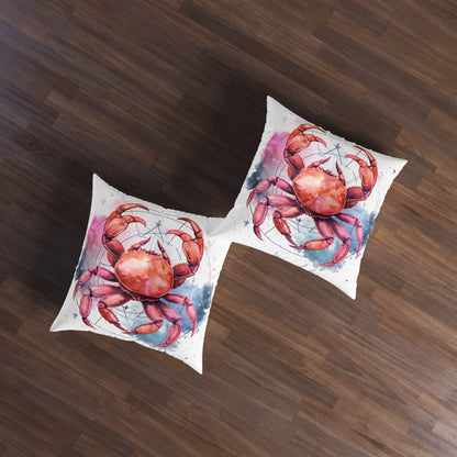 Cancer Star Sign - Elegant Zodiac Astrology - Tufted Floor Pillow, Square