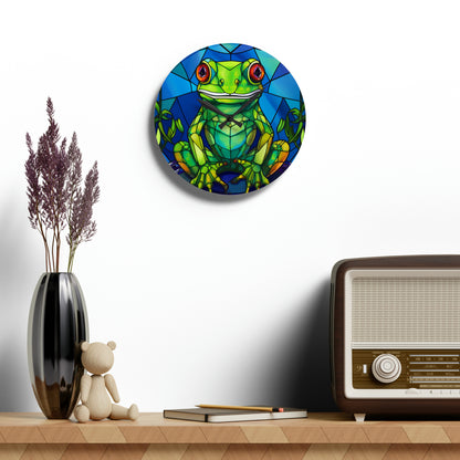 Diseño de rana de vidrieras - Reloj de pared acrílico 