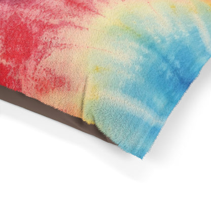 Rainbow Tie-Dye Denim: Vibrant Multi-Color, Fabric Design Spectacle - Dog & Pet Bed