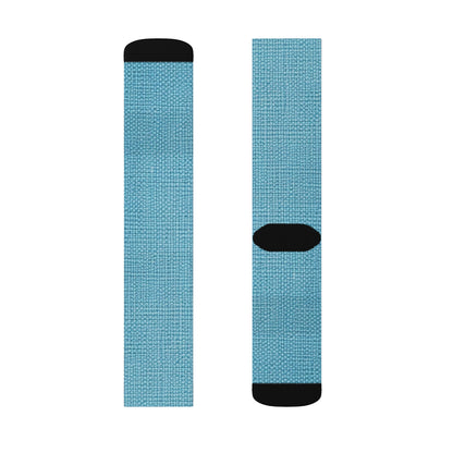 Bright Aqua Teal: Denim-Inspired Refreshing Blue Summer Fabric - Sublimation Socks