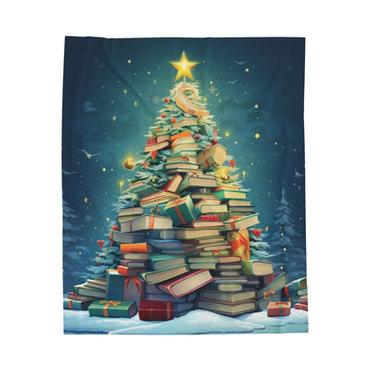 Book Worm Club Christmas Tree Seasonal Winter Holiday - Velveteen Plush Blanket