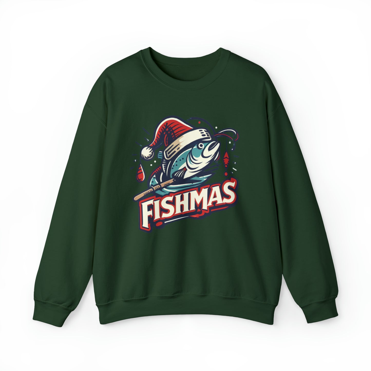 Santa Bass - Christmas Fishing Adventure - Unisex Heavy Blend™ Crewneck Sweatshirt