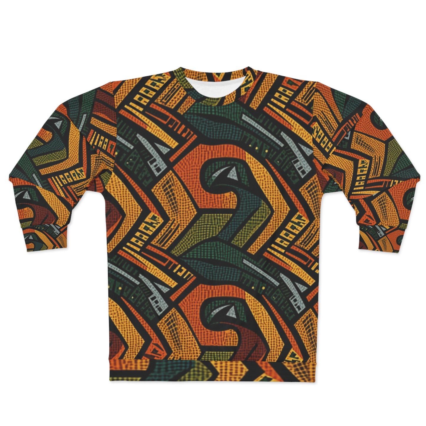 1960-1970s Style African Ornament Textile - Bold, Intricate Pattern - Unisex Sweatshirt (AOP)