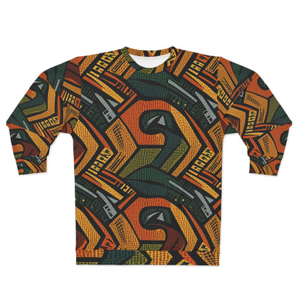 1960-1970s Style African Ornament Textile - Bold, Intricate Pattern - Unisex Sweatshirt (AOP)