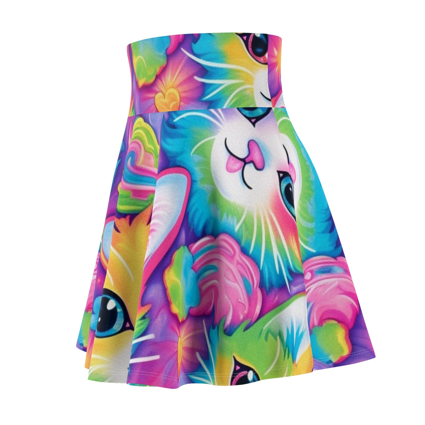 Happy Kitten & Cat Design - Vivid, Colorful & Eye-Catching - Women's Skater Skirt (AOP)