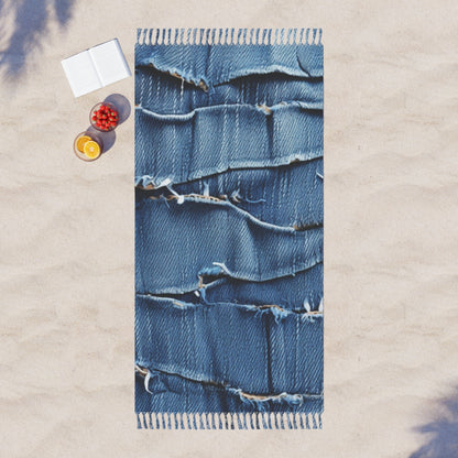 Midnight Blue Distressed Denim: Rugged, Torn & Stylish Design - Boho Beach Cloth