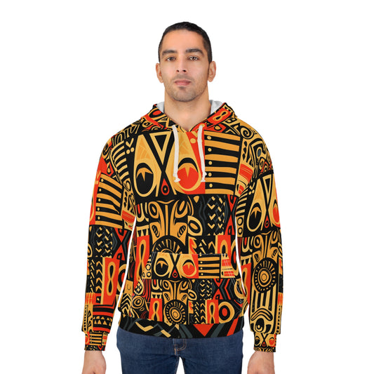 Símbolos abstractos inspirados en el arte tribal, herencia - Sudadera con capucha unisex (AOP) 