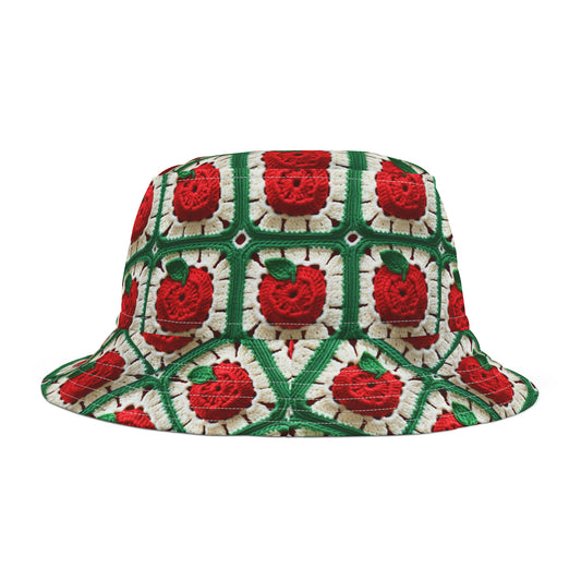 Apple Granny Square Crochet Pattern: Bucket Hat (AOP) - Made In USA