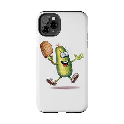 Pickle Player Action: Cartoon Swinging Pickleball Paddle - Sporty Charm - Tough Phone Cases