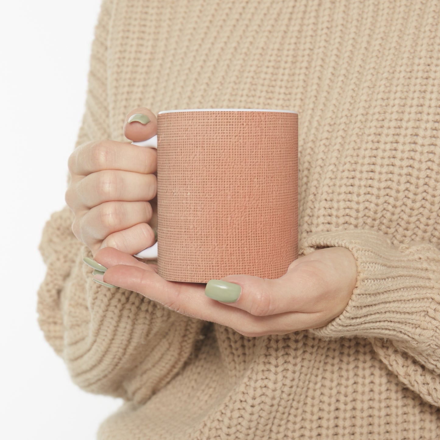 Soft Pink-Orange Peach: Denim-Inspired, Lush Fabric - Ceramic Mug 11oz