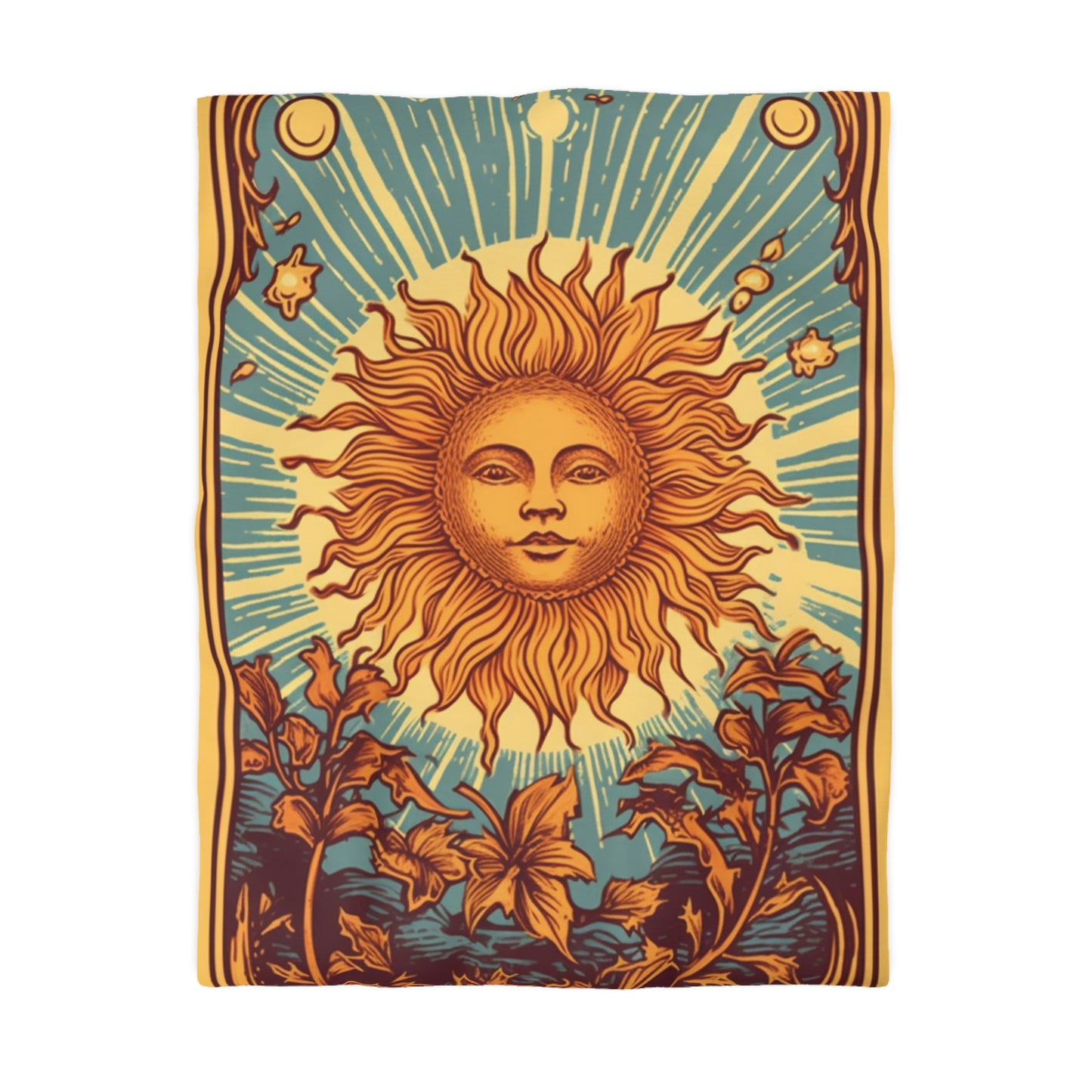 Sun Tarot Card Symbol of Growth, Life, and Radiance - Microfiber Duvet Cover