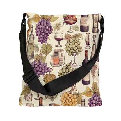 Wine Lovers Theme: Varieties of Wine, Grapes & Vineyards Design Adjustable Tote Bag (AOP)