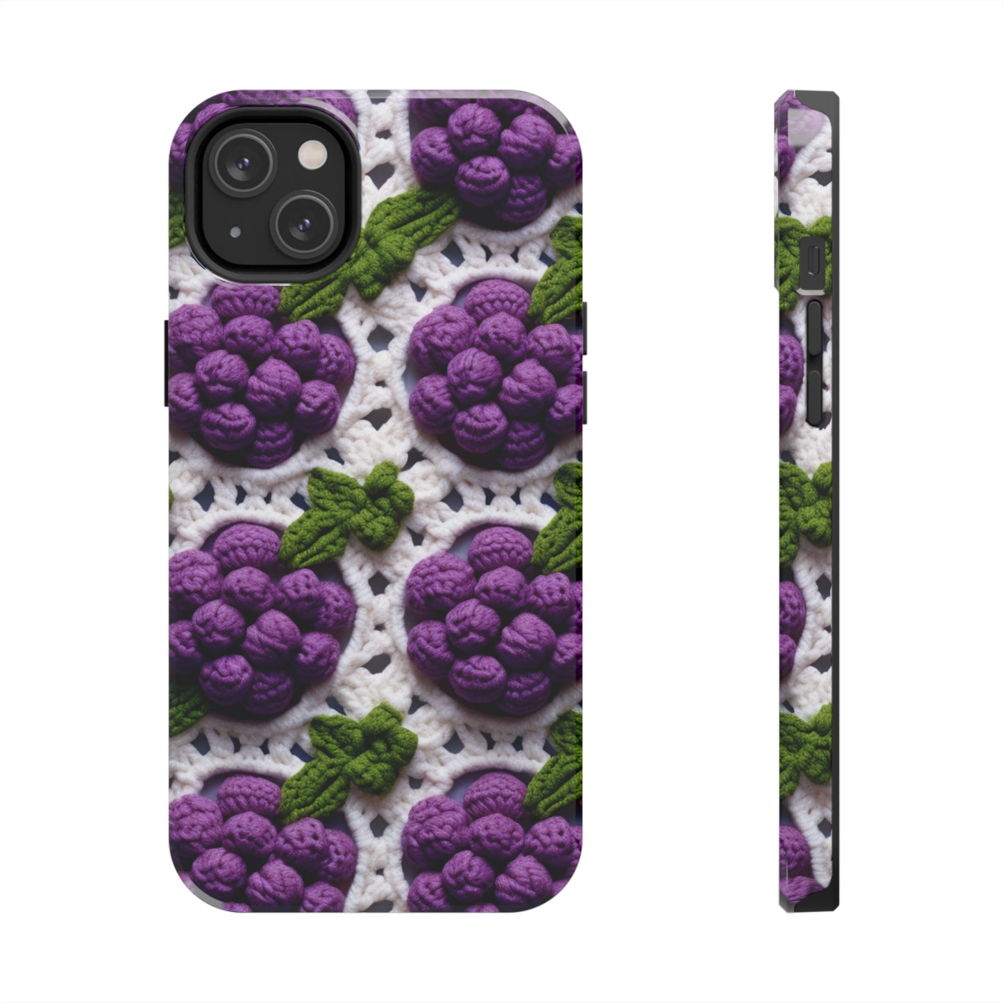 Crochet Grapes Pattern - Granny Square Design - Fresh Fruit Pick - Orchard Purple Snack Food - Tough Phone Cases