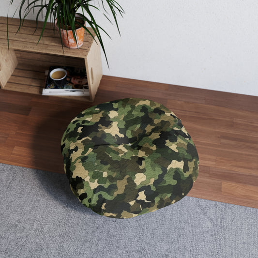Classic Camo | Camouflage Wrap | Traditional Camo - Tufted Floor Pillow, Round