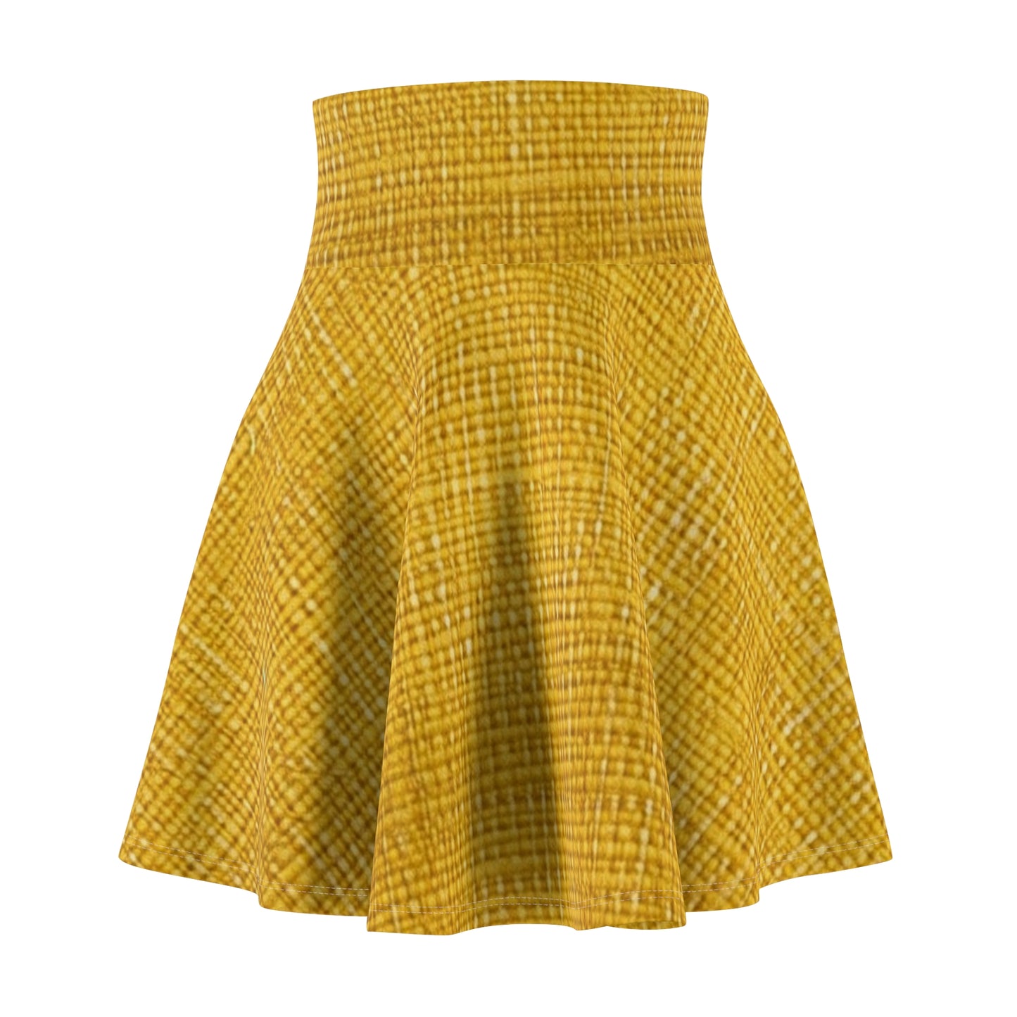 Radiant Sunny Yellow: Denim-Inspired Summer Fabric - Women's Skater Skirt (AOP)