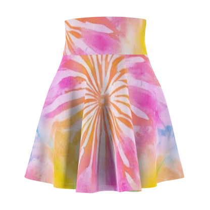 Boho Beach Vibe Pastel Hues Tie-Dye Pattern Design Women's Skater Skirt (AOP)