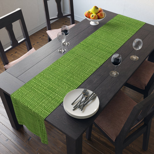 Olive Green Denim-Style: Seamless, Textured Fabric - Table Runner (Cotton, Poly)