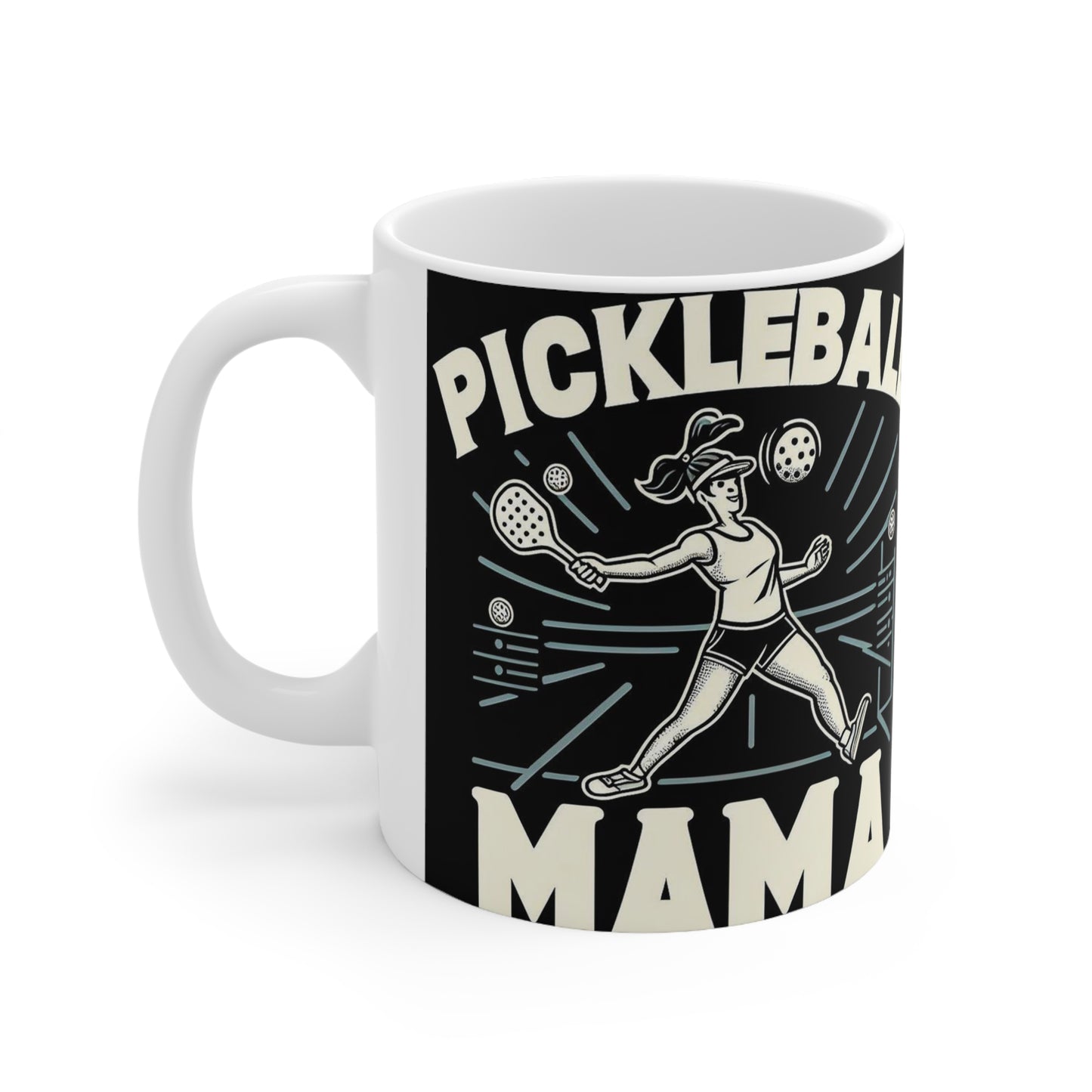 Pickleball Mama - Moms, Sporty Graphic, Pickleball Enthusiast Design - Ceramic Mug 11oz